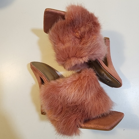 LEMONADE pink furry plush slip in  stilletos size 6 - Picture 10 of 13